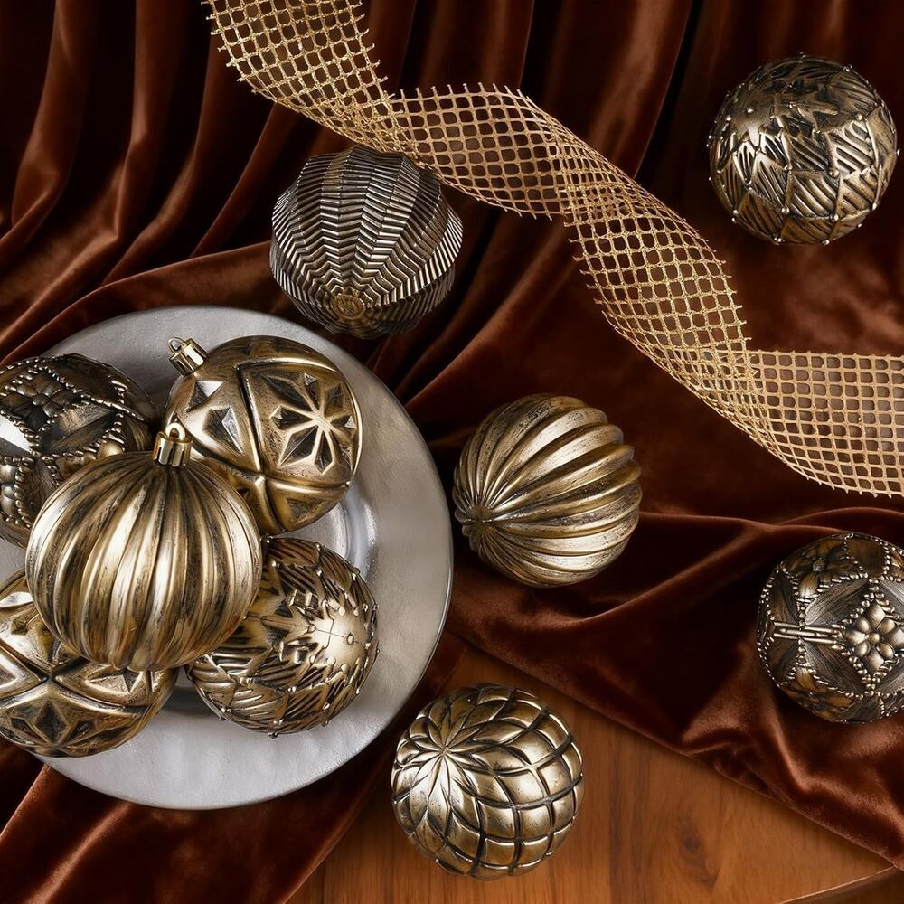 Vintage Rustic Christmas Ball Ornaments Sets Farmhouse Distressed Christmas Tree - Picture 6 of 6
